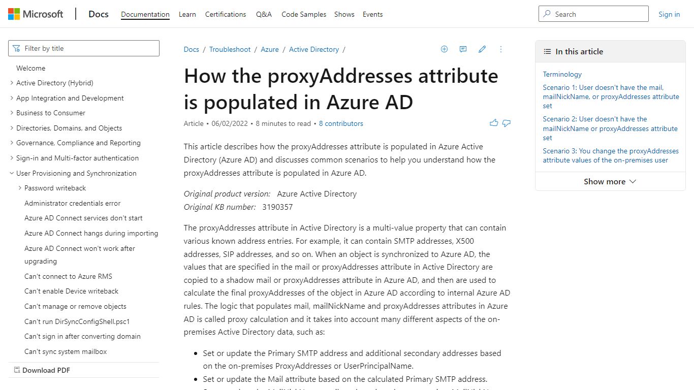 How the proxyAddresses attribute is populated in Azure AD - Active ...